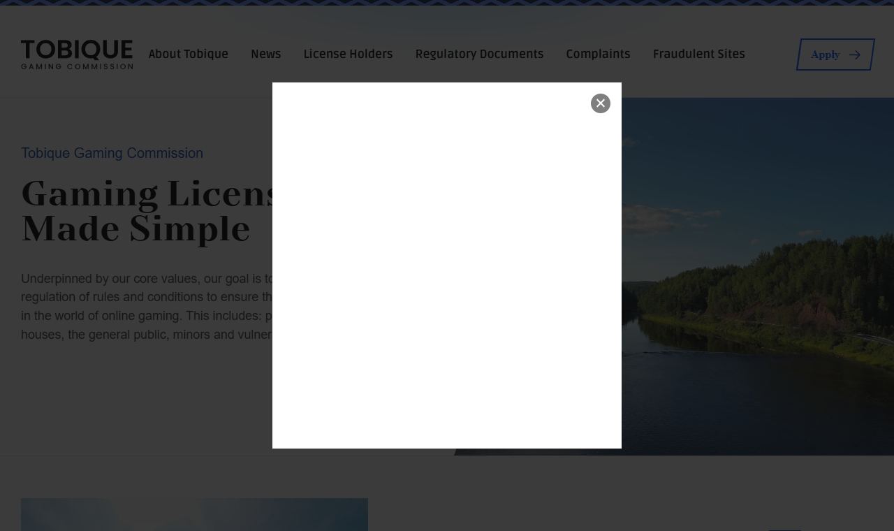 Tobique Gaming Commission – Website zum regulatorischen Hintergrund von Tobique-Casinos